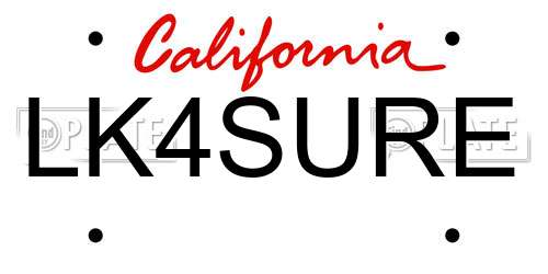LK4SURE California License Plate