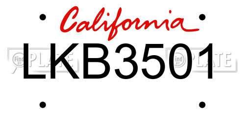 LKB3501 California License Plate