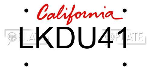 LKDU41 California License Plate