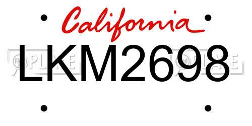 LKM2698 California License Plate