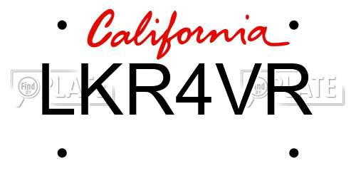 LKR4VR California License Plate