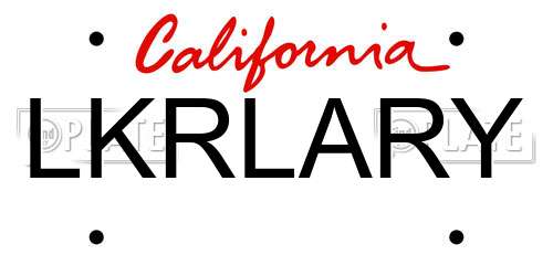 LKRLARY California License Plate