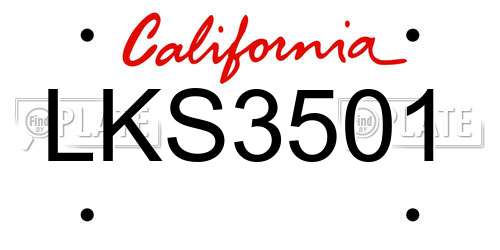 LKS3501 California License Plate
