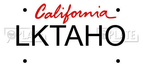 LKTAHO California License Plate