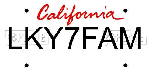 LKY7FAM California License Plate