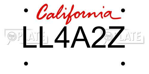 LL4A2Z California License Plate