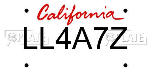 LL4A7Z California License Plate