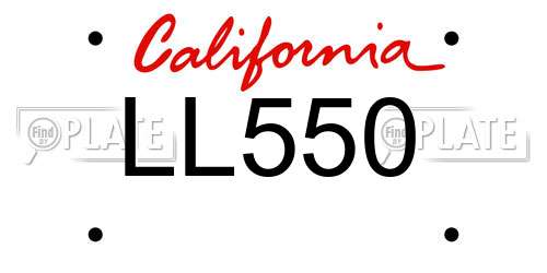 LL550 California License Plate