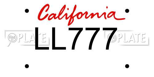 LL777 California License Plate