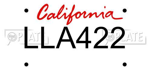 LLA422 California License Plate