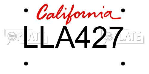 LLA427 California License Plate