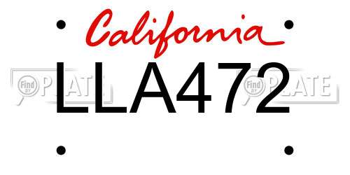 LLA472 California License Plate