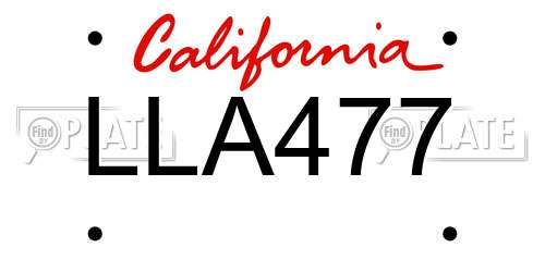 LLA477 California License Plate