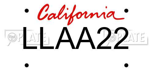 LLAA22 California License Plate