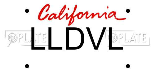 LLDVL California License Plate
