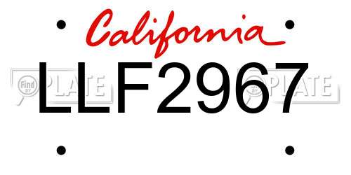 LLF2967 California License Plate