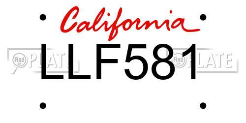 LLF581 California License Plate
