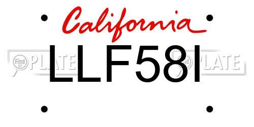 LLF58I California License Plate