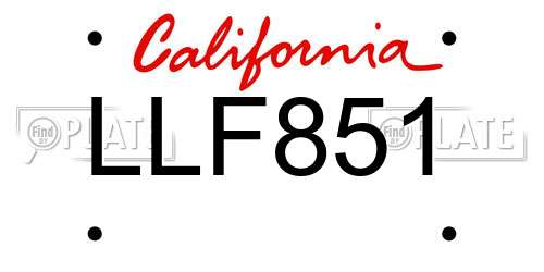 LLF851 California License Plate