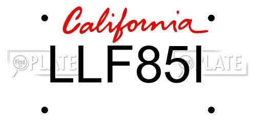 LLF85I California License Plate