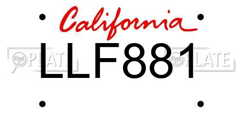 LLF881 California License Plate