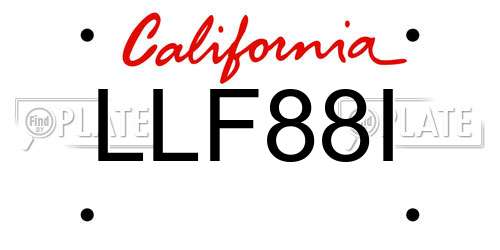 LLF88I California License Plate