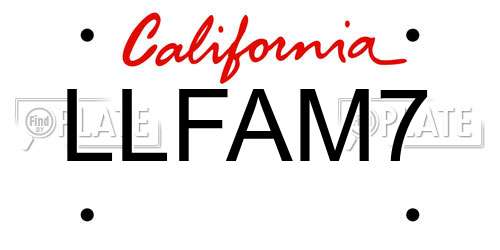 LLFAM7 California License Plate