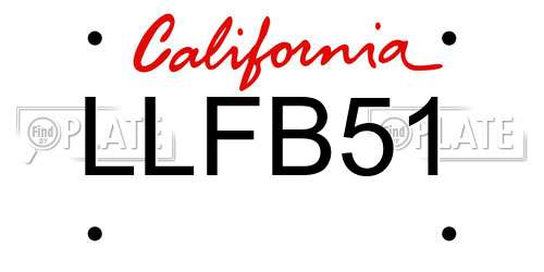LLFB51 California License Plate