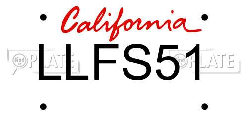 LLFS51 California License Plate
