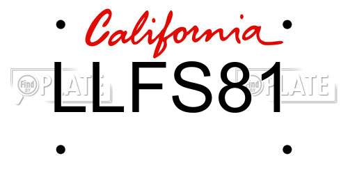 LLFS81 California License Plate