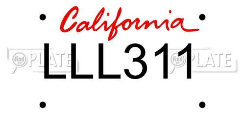 LLL311 California License Plate