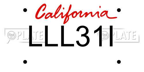 LLL31I California License Plate