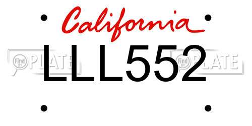 LLL552 California License Plate