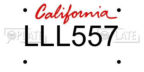 LLL557 California License Plate