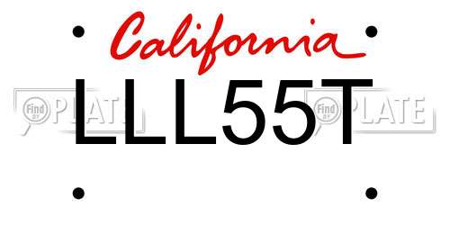 LLL55T California License Plate