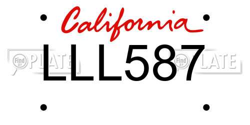 LLL587 California License Plate