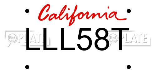 LLL58T California License Plate