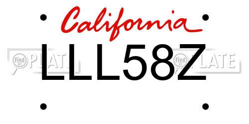 LLL58Z California License Plate