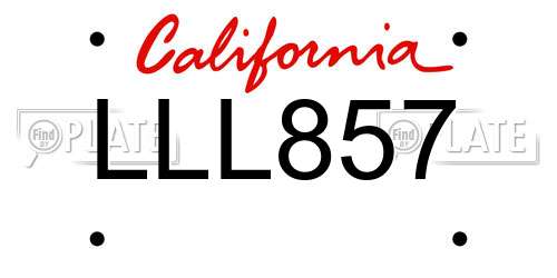 LLL857 California License Plate