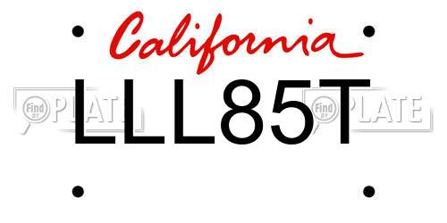 LLL85T California License Plate