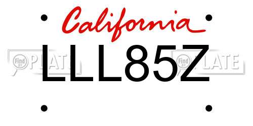 LLL85Z California License Plate