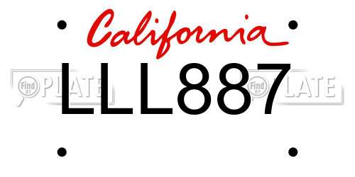 LLL887 California License Plate