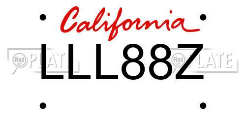 LLL88Z California License Plate