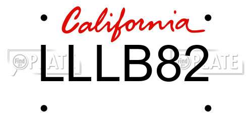 LLLB82 California License Plate