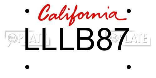 LLLB87 California License Plate