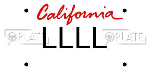 LLLL California License Plate