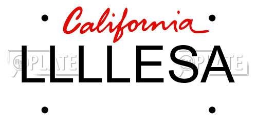 LLLLESA California License Plate
