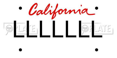 LLLLLLL California License Plate