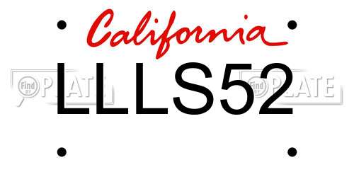 LLLS52 California License Plate