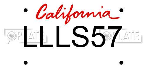 LLLS57 California License Plate